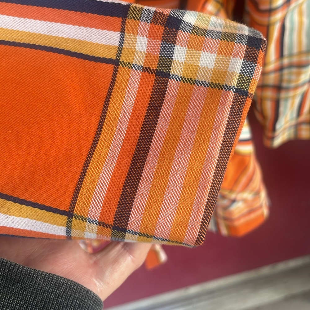 MARSIS California vintage 60’s orange blue plaid blazer jacket oversized collar - Picture 6 of 12